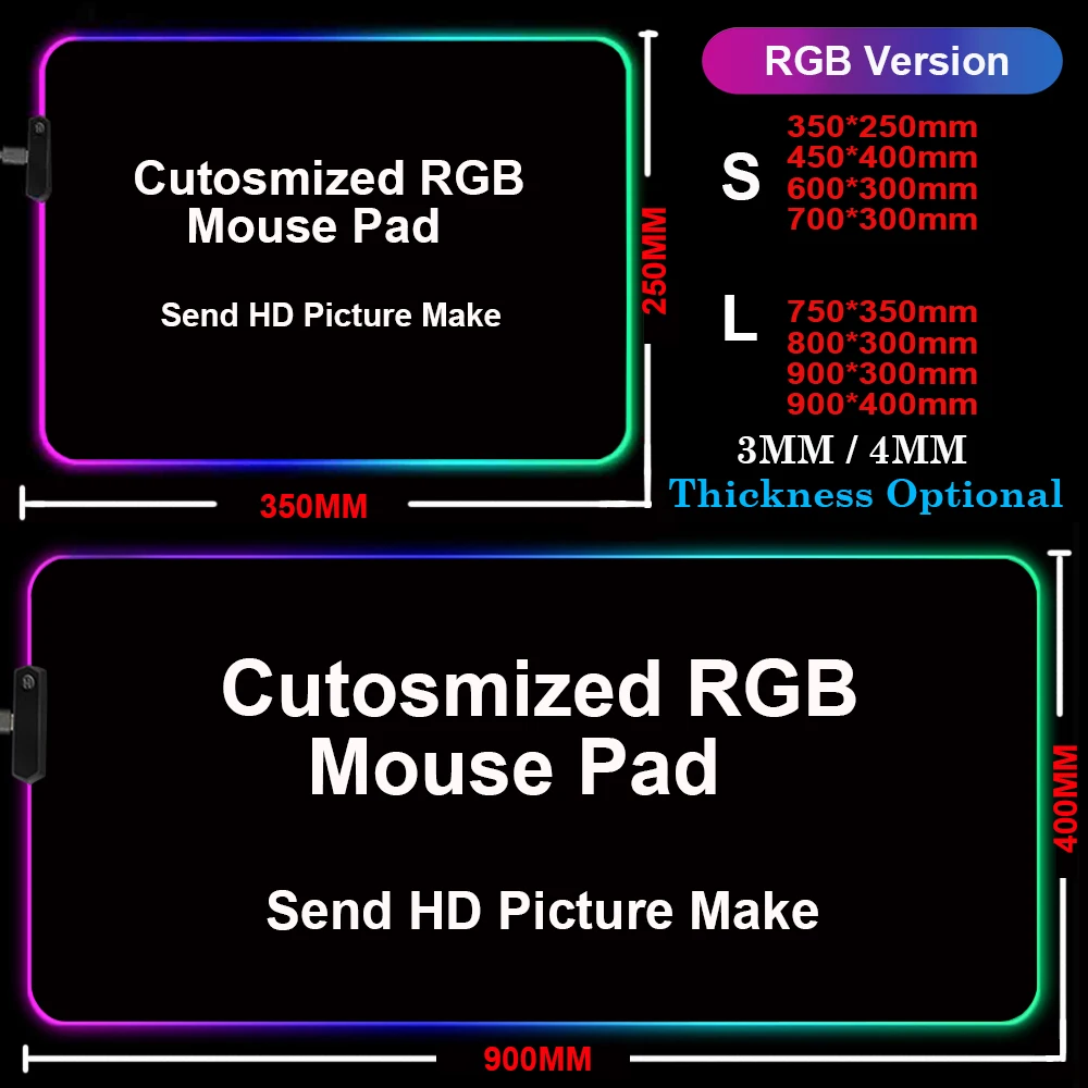 

LED Light DIY Gaming Mouse Pad RGB Large Keyboard Cover Non-Slip Rubber Base Computer Carpet Desk Mat PC Game Mouse Pad