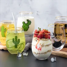 Творческое яйцо вино стекло фламинго, кактус прозрачная стеклянная чашка фруктовый сок пивная чашка Кухня Офис Молоко Кофе Кружка для питья стекло