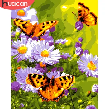 

HUACAN Flower Butterfly Coloring By Number HandPainted Art Gift DIY Paint By Number Animals For Adults Kits Home Decoration