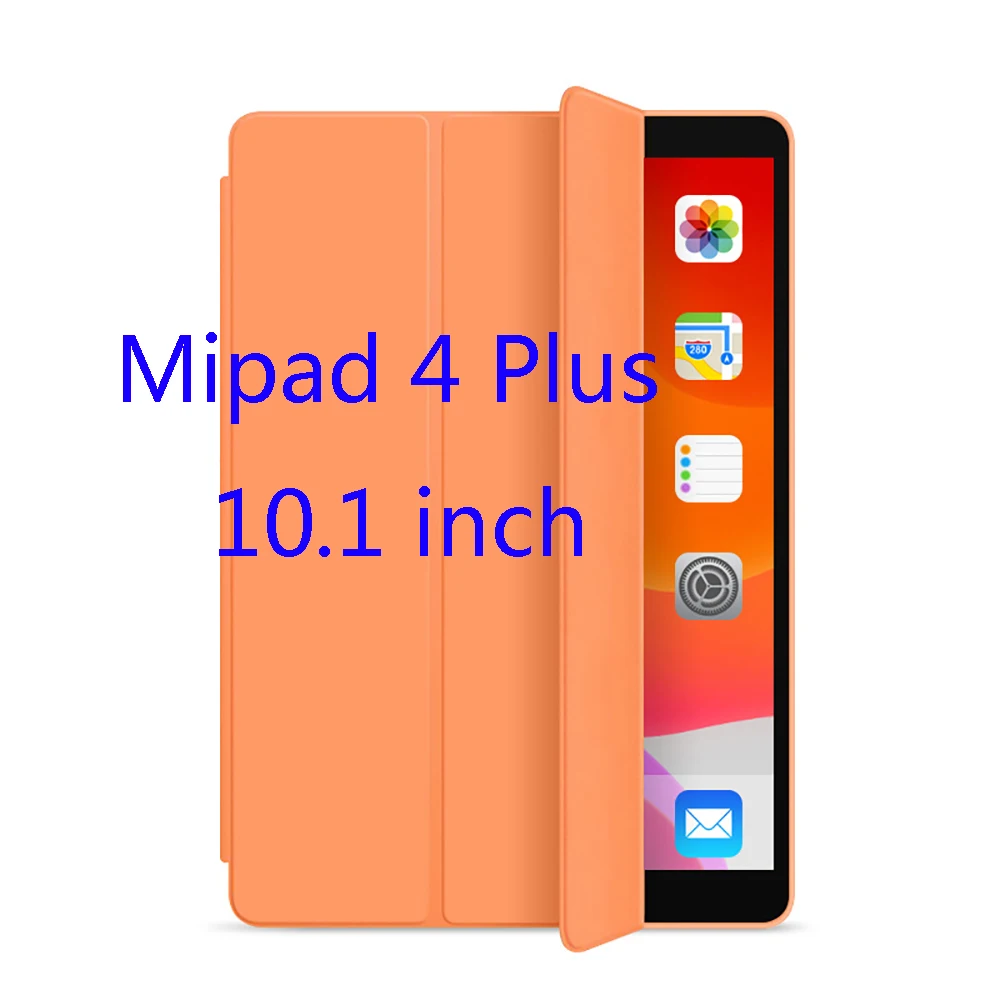 MiPad4 Plus Orange Умный чехол для Xiaomi mi pad 4 plus/pad4, силиконовый чехол для планшета из искусственной кожи, чехол-книжка для mi PAD 4, 8 дюймов/10,1 дюймов, защитный чехол - Цвет: MiPad4 Plus Orange
