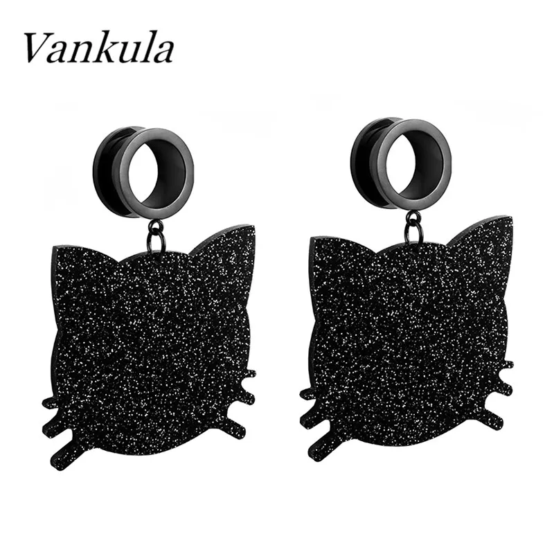 Vankula 2 шт. Металлические затычки в форме кошки туннели из нержавеющей стали