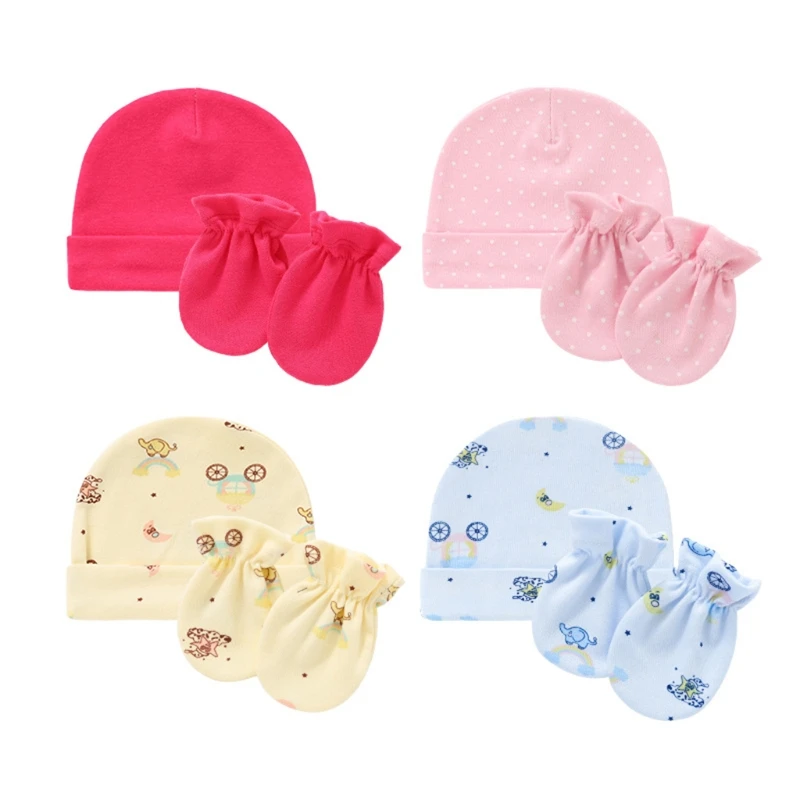 child safety seat Baby Anti Scratching Cotton Gloves Infant Hat Set Newborn Face Protection Scratch Mittens Breathable Cotton Warm Cap Baby Bonnet accessoriesbaby eating 