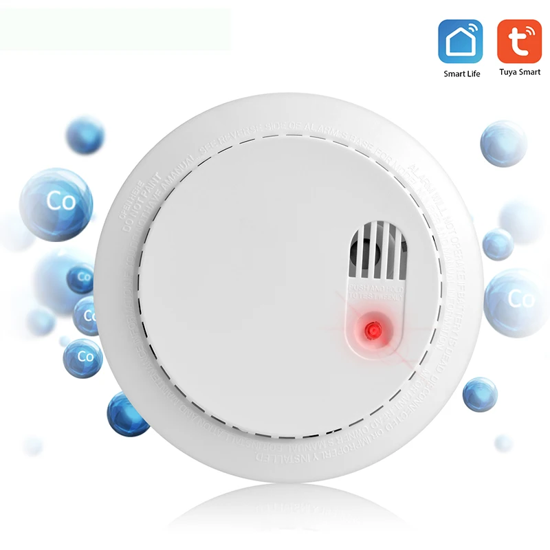 

Wifi CO/Smoke Detector Home Security Wifi Carbon Monoxide Detector Alarm System Support APP Tuya Smart Life Battery-Powered
