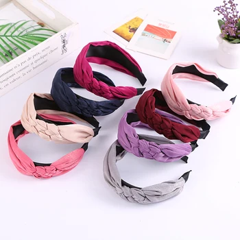 

CXADDITIONS Women Hairband Twist Knot Braided Hair Band Trendy Ladies Headband Retro Bohemia Girl Wide Headwear Hair Accessories