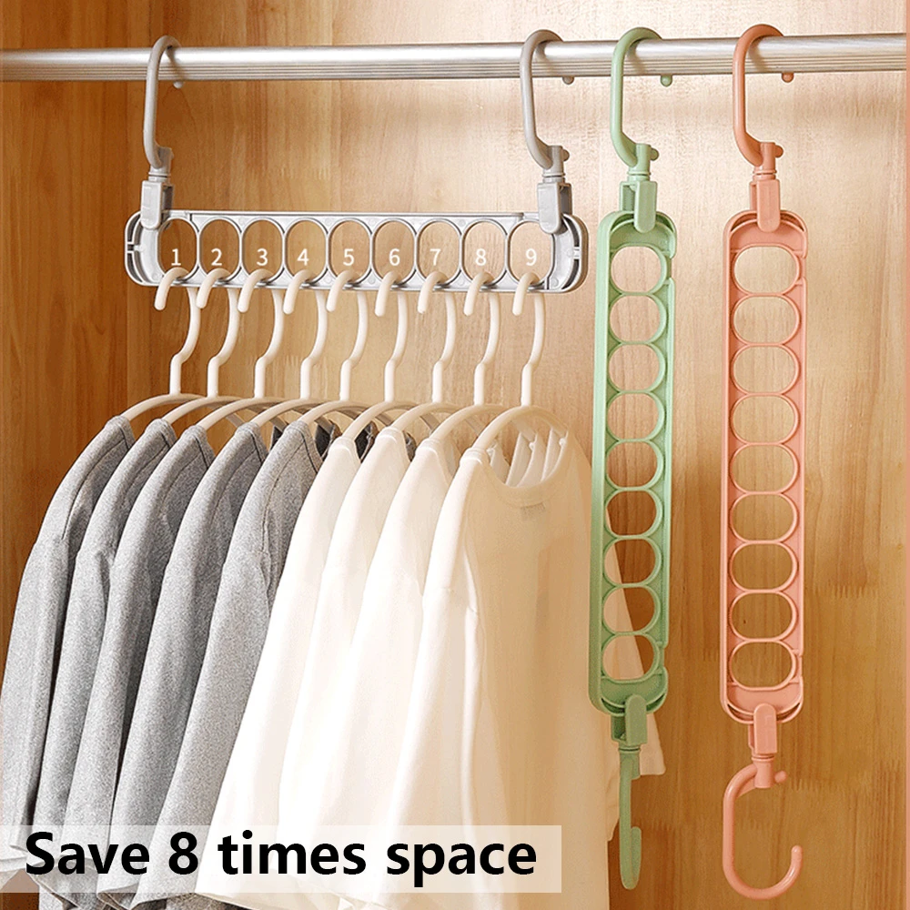 Colgador de ropa mágico colgador de tela de armario camisas ordenado guardar espacio colgadores para ropa organizador armario de 9 agujeros|Perchas y percheros| - AliExpress