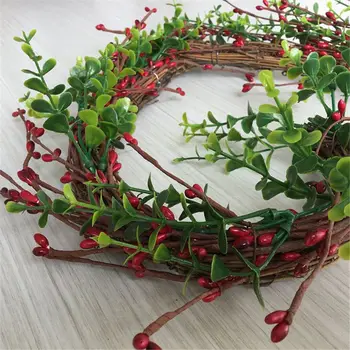 

Artificial Flowers Heart-shaped berries Wreath Outdoor for Front Door Décor 449E