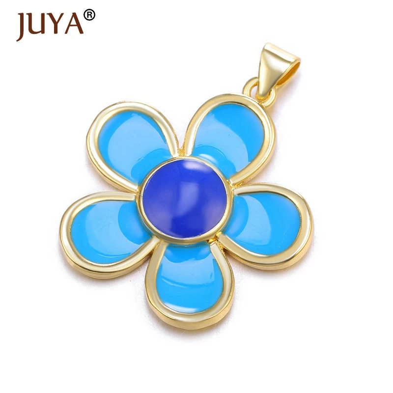 JUYA новые модные стильные милые эмалированные Цветы/Крест/бабочка/подвеска в форме сердца трендовые Подвески для изготовления ювелирных изделий - Окраска металла: blue
