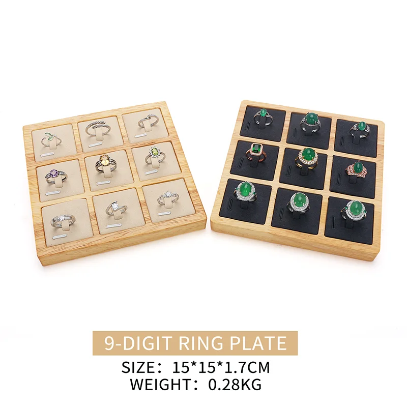 Black Beige 9 Grid Female Earring Jewelry Display Storage Plate For Pendent Ring Bracelet Showcase Jewellery Organizers Portable solid wood pendent jewelry display stand for women earring bracelet ring storage showcase jewellery organizers portable 2 colors