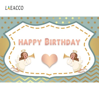 

Laeacco Baby Birthday Photography Backdrops Dots Wave Angel Photo Backgrounds First Communion Photophone Newborn Photozone Props