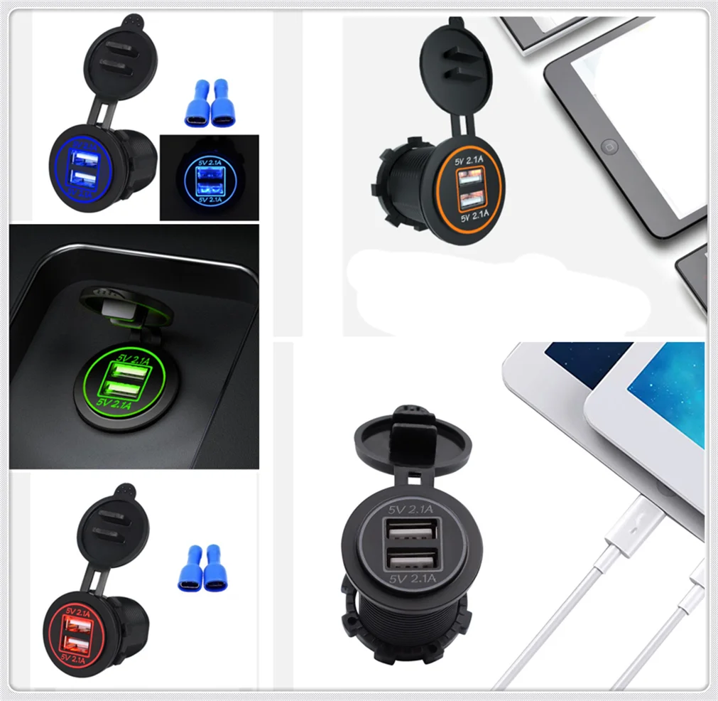 12V 24V car motorcycle mobile phone charger interface device for Toyota