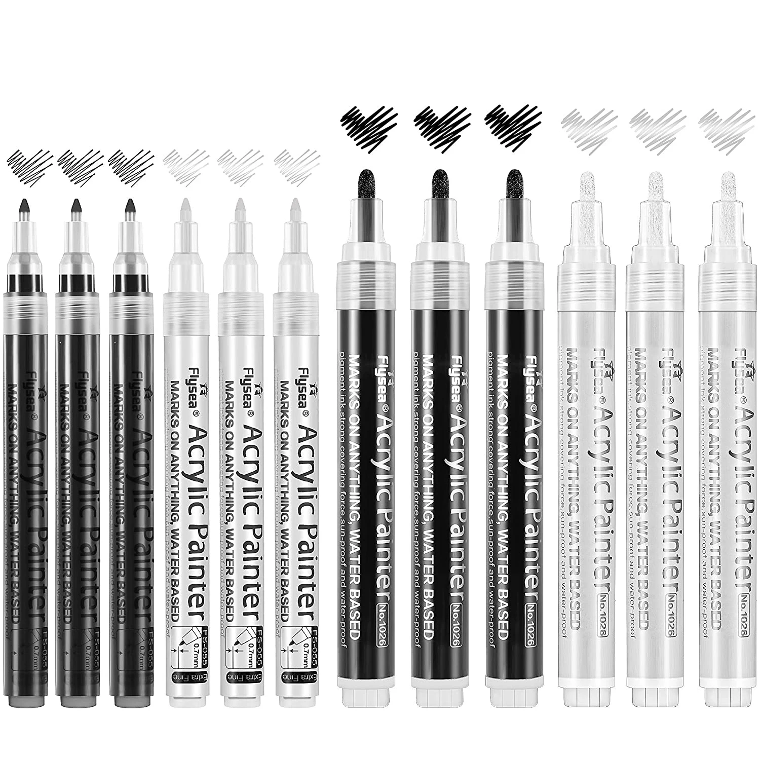 Teokantz 8 Pièces Stylo Peinture Acrylique Noir et Blanc, Stylo