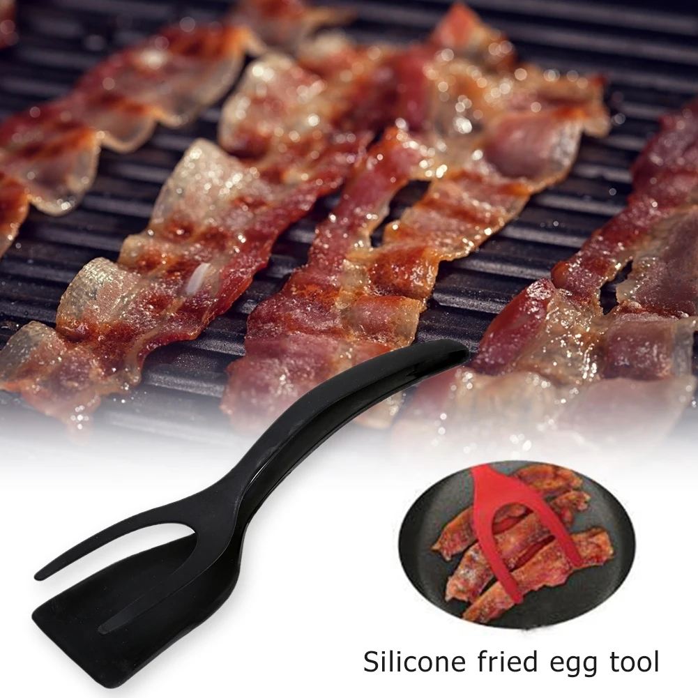 2 in 1 Spatula Spoon Kitchen Non Stick Grip Food Flip Fried Egg Bread Pancake Clamp Kitchen Cooking Turner Flipper Accessories