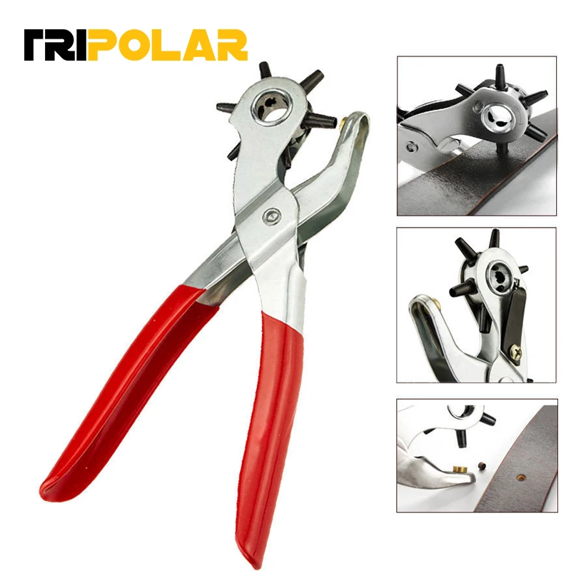Leather Belt Hole Punch Plier Eyelet Puncher Revolve Sewing Machine Bag Setter Tool Watchband