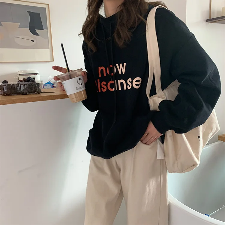 Streetwear Print Hoodies Sweatshirts Women Casual Cotton Blend Japanese Style New Stylish Women Winter Jacket Slim Hooded
