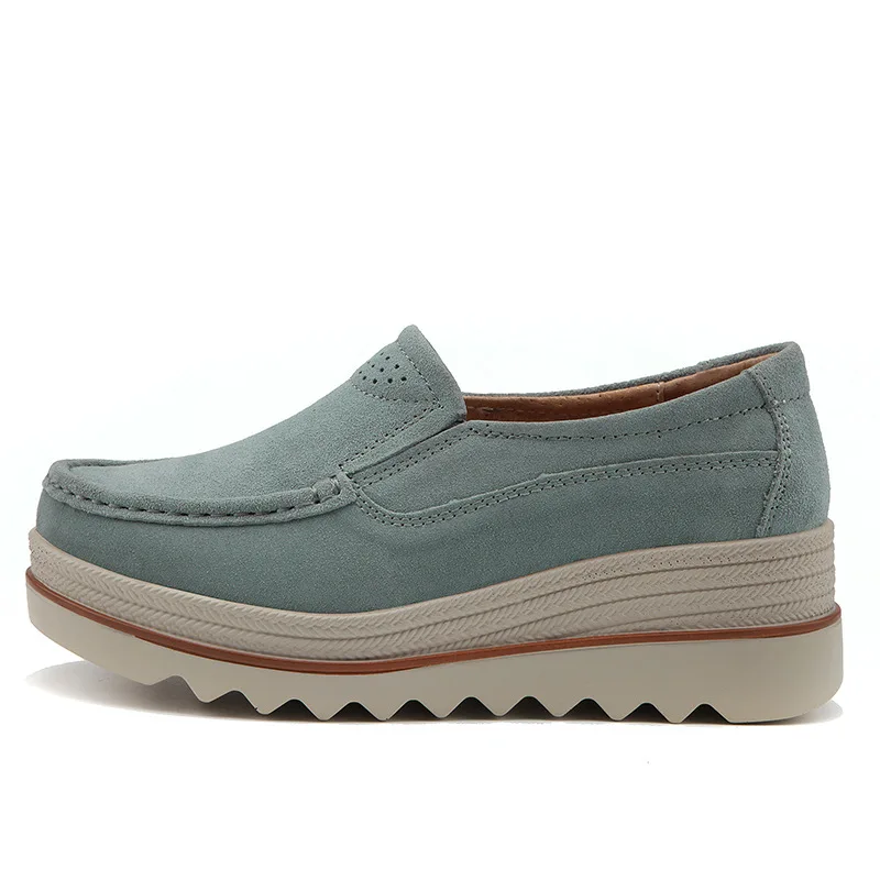 Spring New Women's Flat Shoes Platform Sports Shoes Large 35-42 Leather Suede Women's Casual Shoes Women's Crawling Shoes