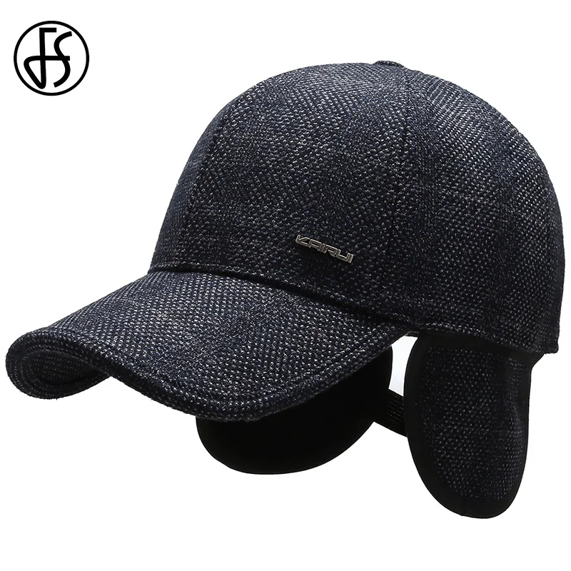 FS, Высококачественная зимняя бейсболка для мужчин и женщин, защита ушей, толстые теплые наушники, бейсболка, черная, серая, Gorra Hombre