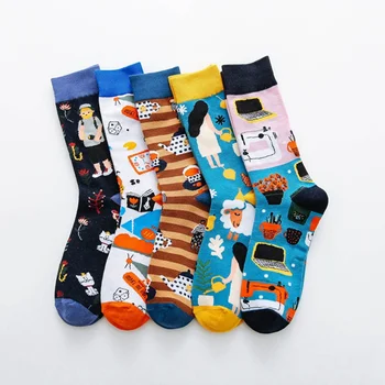 

2019 New Colorful Creative Socks Women Socks Trend Cartoon Pattern Printing Crew Socks Non-slip Breathable Comfortable