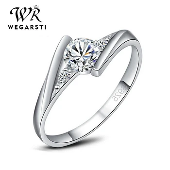 

WEGARSTI Silver Color Exquisite Bijoux Ova Fashion Wedding Engagement Ring Made With Cubic Zirconia Jewelry