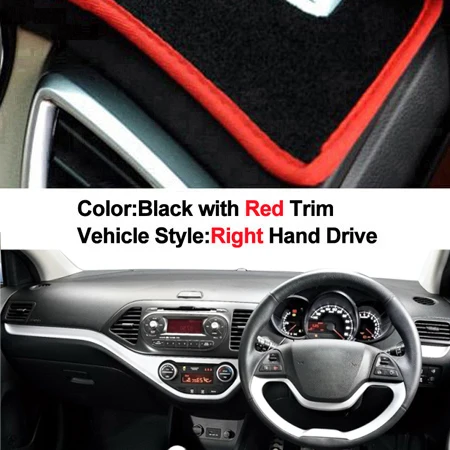 Накладка на приборную панель автомобиля, ковровое покрытие для Kia Picanto Morning 2012 2013 2 слоя LHD RHD Авто Солнцезащитная подушка - Название цвета: RHD Red