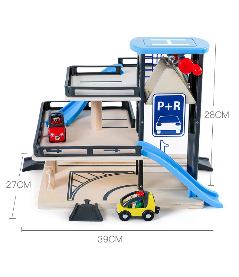 Деревянная автостоянка, автомобильные трековые подъемники, костюм, совместимый с Thoma, деревянный поезд, детский автомобиль, гараж, паркинг, модель, набор, детская игрушка