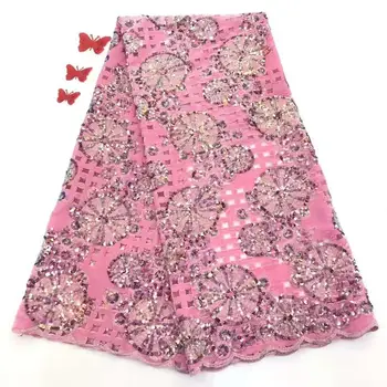 

Madison High Quality Velvet Lace Fabrics with Sequins Purple Sequins Lace Fabric French Tulle Mesh Lace for Wedding Party Dress