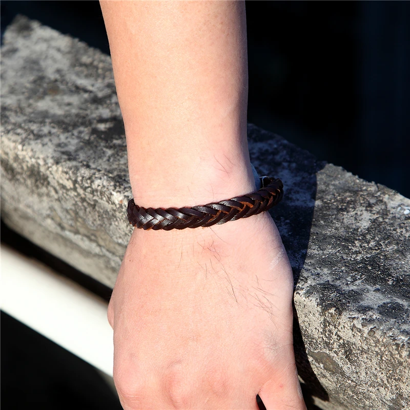 Vintage Unisex Braided leather bracelet men Genuine Leather Wrap Bracelets Women pulseras masculina Simple Jewelry Leather Bracelet