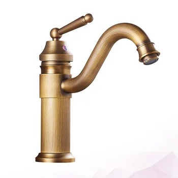 

1PC Copper Bathroom Sink Tap Basin Faucet Antique Metal Bathroom Sink Tap Hot Cold Water Tap