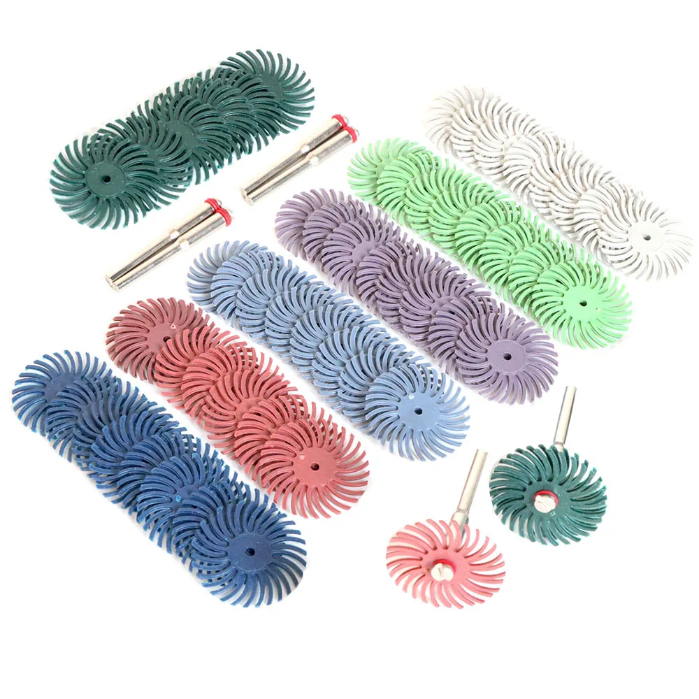 1Inch Radial Bristle Disc Kit Abrasive Brush 1/8" 3 2.35mm Shank Detail Polishing Wheel for