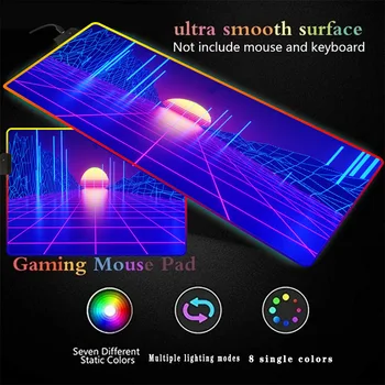 

Neon Sunset Abstract Large LED RGB Gaming Glow Mouse Pad 2M USB Data Cable Mousepad Gamer Computer Keyboard Pad Mat for CSGO
