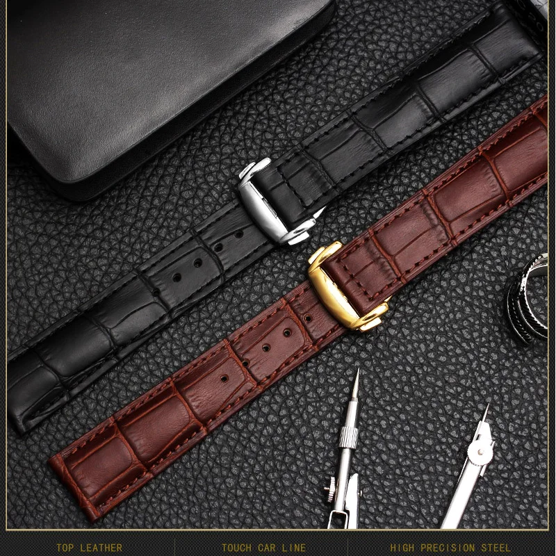 Shengmeirui кожаный ремешок для часов серии RADO DIAMASTER Omega SPEEDMASTER мужской ремешок для часов 19 мм 20 мм 21 мм черный Brownbutterfly