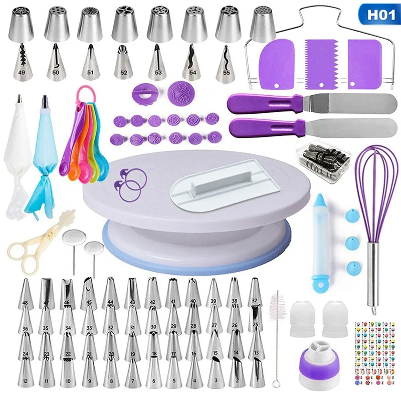 

Cake Decorating Tips Set 137 Pcs/Set Pastry Nozzles Confectionery Bag Cake Turntable Stand Baking Tools For Cakes 2020