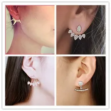 Lukeni новые серьги с имитацией кристаллов спереди сзади Двухсторонние серьги-гвоздики для женщин Эффектные серьги в стиле пирсинга