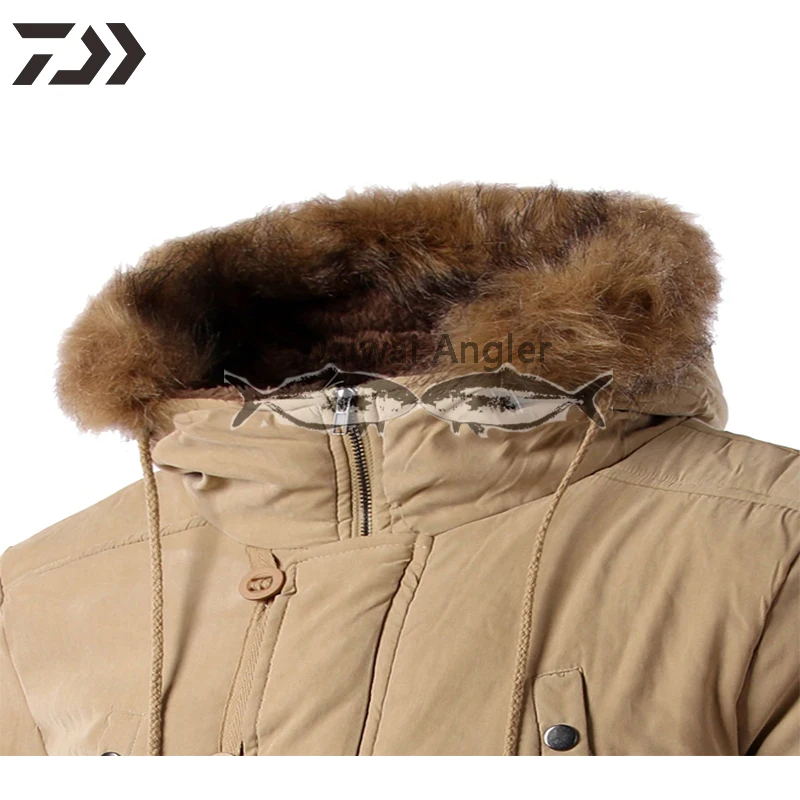Daiwa Рыбацкая куртка мужская Толстая хлопковая теплая одежда с длинным рукавом для рыбной ловли однотонная одежда с капюшоном для ледяной рыбалки одежда для походов на открытом воздухе
