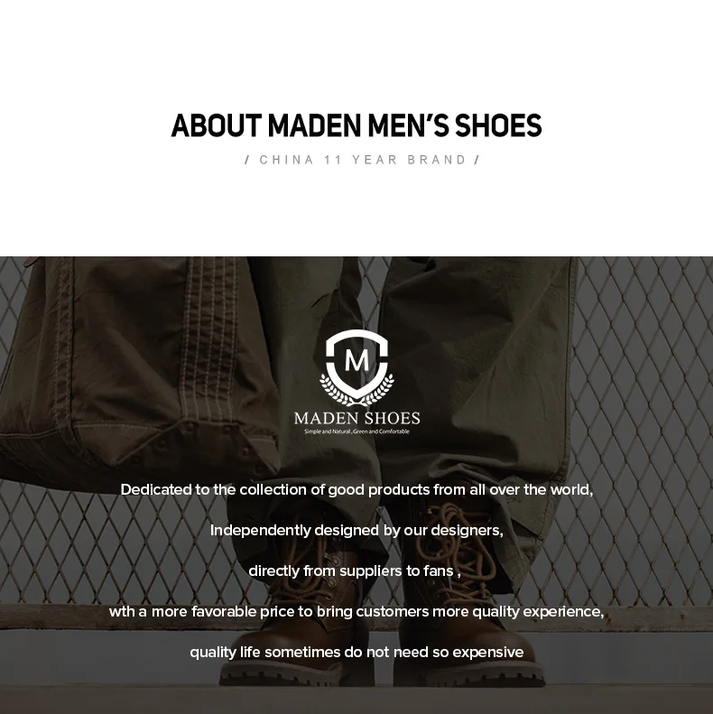 Maden Men's Genuine Leather Desert Boots Mid Retro High Street Martin Boots British Combat Boots Work & Safe Motorcycle Boot