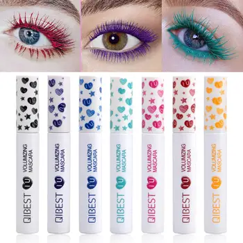 

QIBEST Colored Mascara Eyelashes Cosmetics 3D Rimel Mascara Colorful Eyelashes Lengthening Thick Eyes Makeup Curling Eyelash