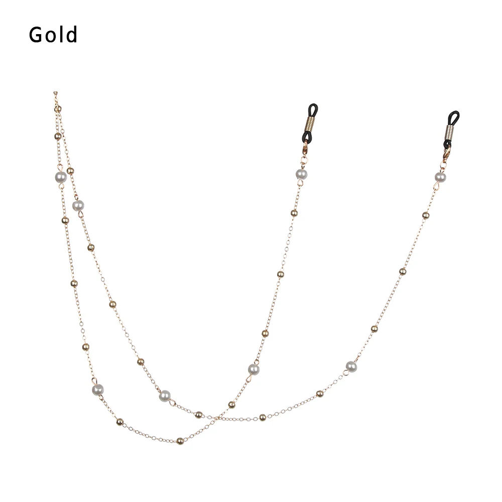 Gold 2 Новые Модные металлические бусины из искусственного жемчуга солнечные очки с цепочкой ремешок ожерелье очки цепочка шнур для чтения очки ремешок - Цвет: Gold 2