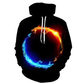 

3D flame hoodie men's Ice hot Dragon printed flame hoodies streetwear men&women hoodie sweatshirt hoody casual Hip Hop Pullovers
