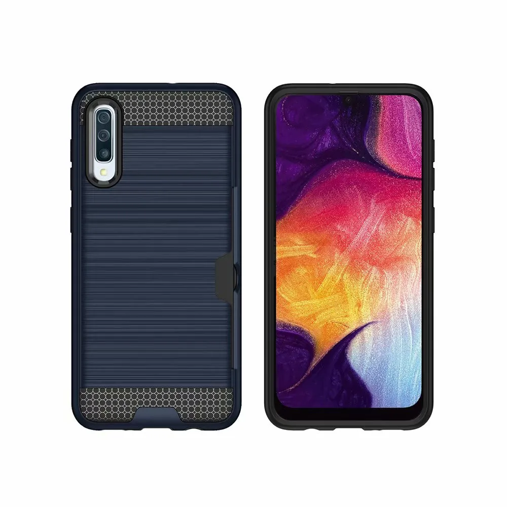 Для samsung Galaxy S10E S8 S9 S10 Plus S6 S7 Edge Гибридный держатель для карт задняя крышка чехол для Note 8 9 10 Pro кошелек мобильный корпус - Цвет: Navy Blue
