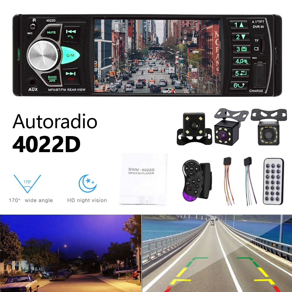 4022D Автомагнитола 1 Din FM радио авто аудио стерео MP3 Bluetooth Автомагнитола Поддержка камеры заднего вида рулевое колесо управление