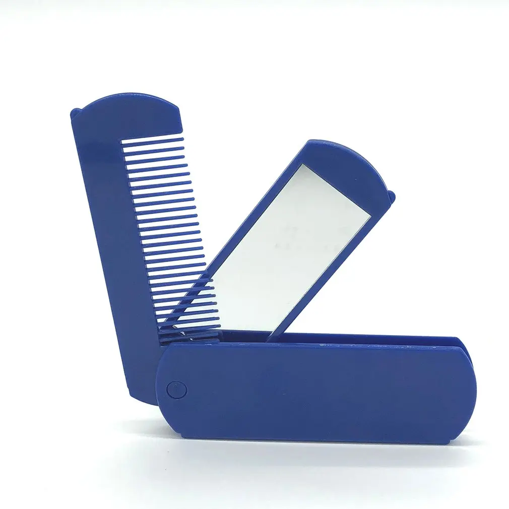 

2-in-1 mirror folding comb pocket folding comb beard comb plastic mirror pocket beard comb practical