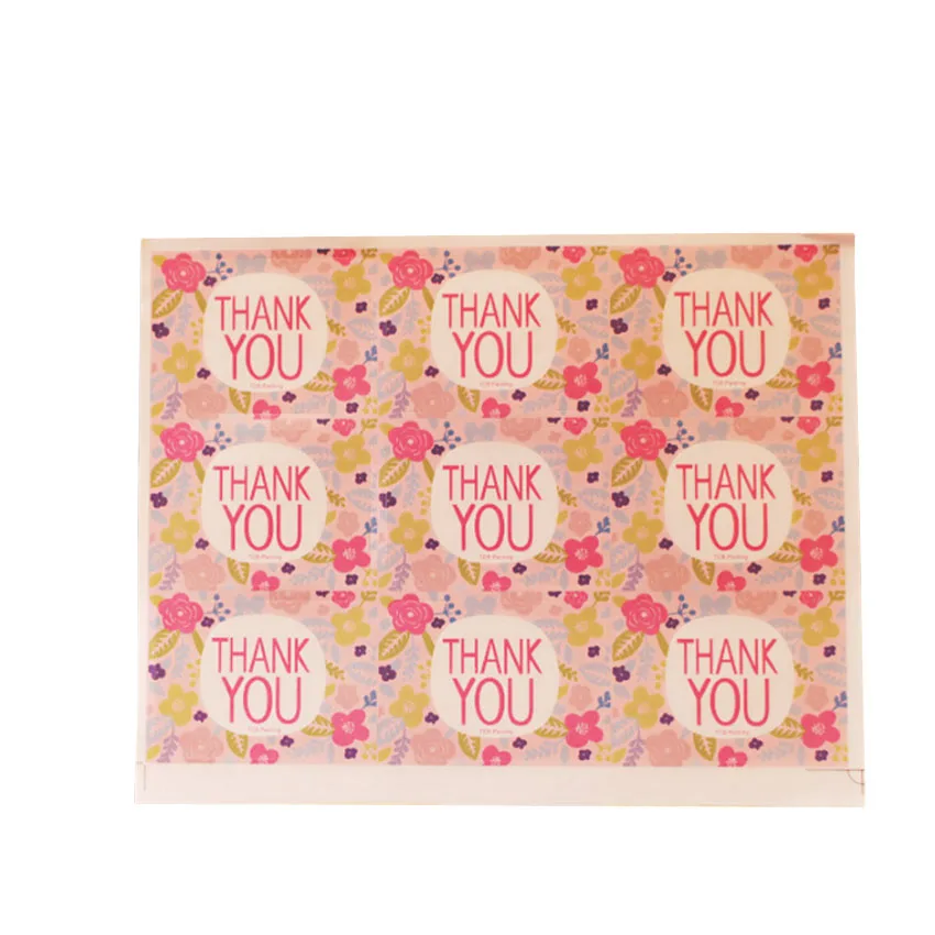 90 шт./лот, наклейки из крафт-бумаги с розовыми цветами «спасибо» для печенья, выпечки, этикетки, Подарочная посылка, наклейки для скрапбукинга