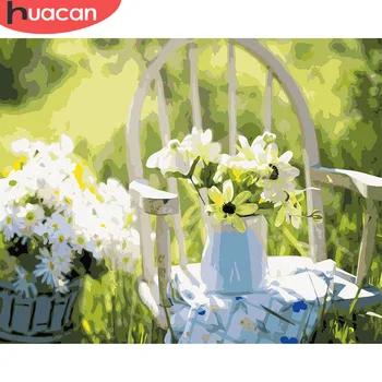 

HUACAN Flower DIY Oil Painting By Numbers Kits Drawing Canvas HandPainted Pictures By Numbers Home Decoration