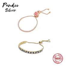 Мода Шарм серебро 925 копировальный браслет, регулируемый браслет с шармами цепи безопасности Сделай Сам браслет из бусин женский ювелирный подарок с логотипом