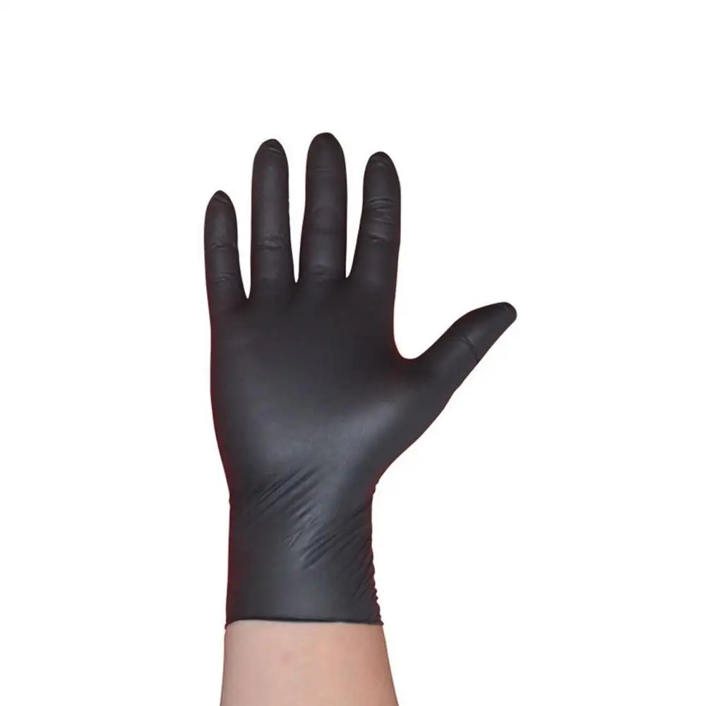 100 штук в штучной упаковке черные нитриловые одноразовые перчатки резиновые латексные пищевые хозяйственные перчатки для уборки антистатические перчатки