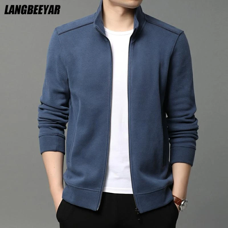 New Brand Casual Fashion Stand Collar Plain Stylish Autumn Winter Jacket Zip Up Classic Breathable Coats Trendy Men's Clothing bomber jacket