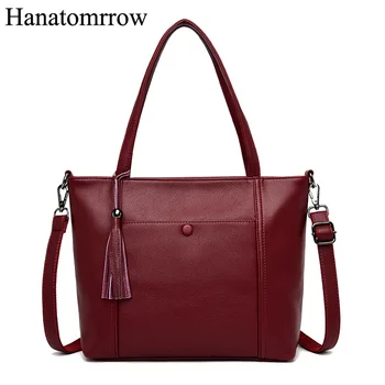 

Luxury Handbags Women Bag Designer Pu Leather Soft Messenger Bags Winter Casual Tote Tassel Big Ladies Shoulder