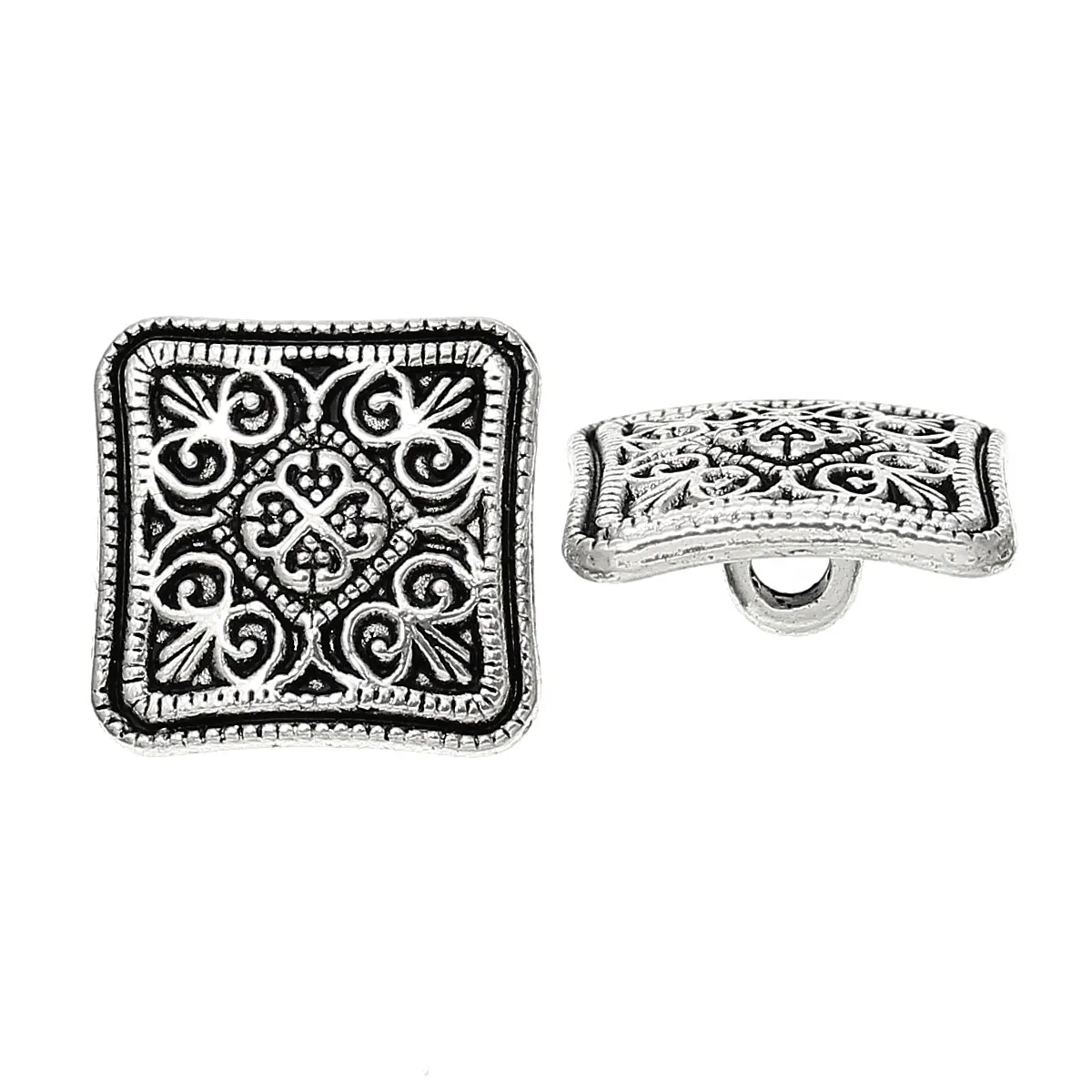 DoreenBeads металлические джинсы кнопка из сплава кнопки квадратные серебристые с
