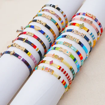 

Go2boho Tila Bead Bracelet For Women Cross Evil Eye Jewellery LOVE Letter Pulseras Gift Jewelry Miyuki Beads Bracelets Wholesale