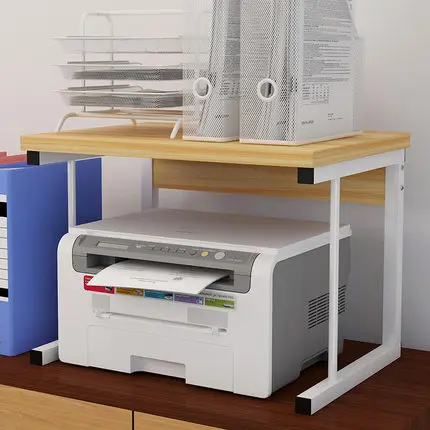Mini Office Desk Manmade Board Steel Frame Printer Rack