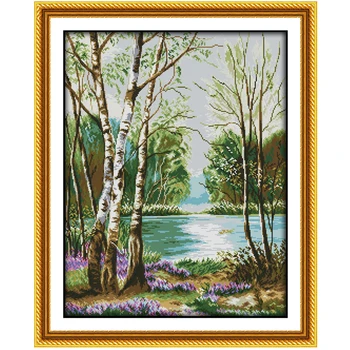 

Beautiful view of lake counted 11CT 14CT DIY kit Chinese wholesale Cross Stitch embroidery needlework Sets home decor